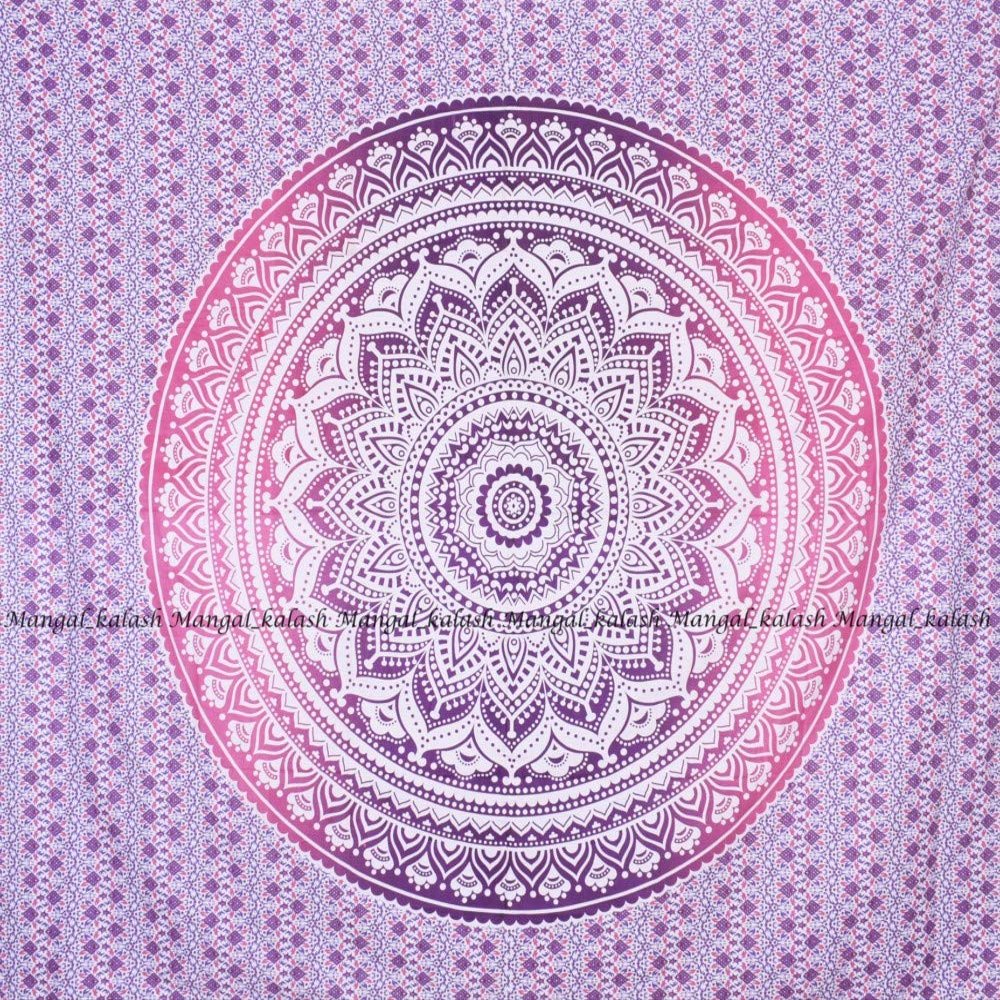 Sophia-Art Indian Wall Decor Traditional Boho Wall Hanging Bohemian Mandala Wall Hanging Ombre Hippie Beach Coverlet Floral Tapestry King Size (104"x104") (Pink)