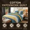 DaDa Bedding 100% Cotton Floral Patchwork Bedspread - Bohemian Gardenia Wild Flowers Quilt Set - Bright Botanical Bedspread - Earthy Tones - Lightweight - Queen Size - 3-Piece view 2