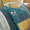 DaDa Bedding 100% Cotton Floral Patchwork Bedspread - Bohemian Gardenia Wild Flowers Quilt Set - Bright Botanical Bedspread - Earthy Tones - Lightweight - Queen Size - 3-Piece view 3