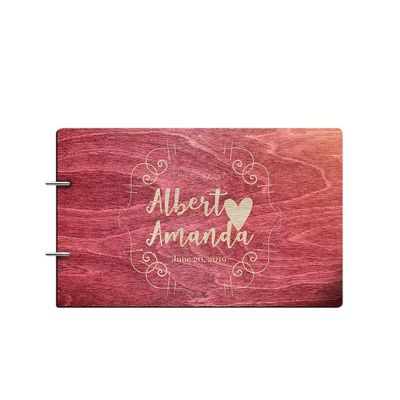 Just Customized Bride and Groom Personalized Handmade Wedding Guest Book for Bride and Groom Wood Alternative Custom Engraved Newlywed Marriage Album 10 Designs to Choose from (Design 01, Rosewood)