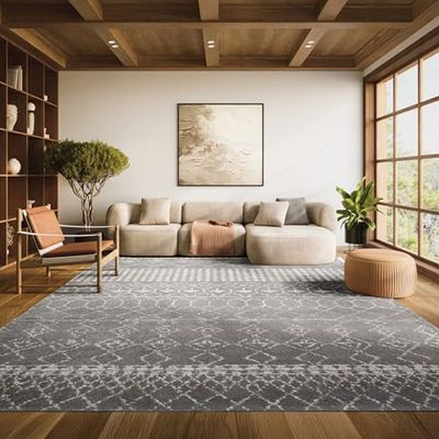 SAFAVIEH Area Rug 8x10 - Tulum Collection - Large - Grey & Ivory, Moroccan Boho Distressed Design, Non-Shedding & Easy to Clean, Ideal for Living Room, Bedroom, Dining Space (TUL229F)