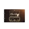 Bride and Groom Personalized Handmade Wedding Guest Book for Bride and Groom Wood Alternative Custom Engraved Newlywed Marriage Album 10 Designs to Choose from (Design 08, Chocolate Walnut) view 1