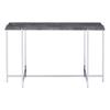 Acme Adelae Rectangular Faux Marble Top Sofa Table in Gray and Chrome view 1