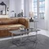 Acme Adelae Rectangular Faux Marble Top Sofa Table in Gray and Chrome view 2