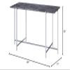 Acme Adelae Rectangular Faux Marble Top Sofa Table in Gray and Chrome view 3
