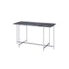Acme Adelae Rectangular Faux Marble Top Sofa Table in Gray and Chrome view 4
