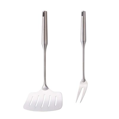 Fish Spatula and Serve Fork, 2 Pcs Cooking Utensils Set BBQ Tool, BUY&USE Stainless Steel Long Handle Heat Resistant BBQ Kitchen Gadgets Tools