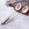 1 Solid Spoon 1 Slotted Spoon Stainless Steel, BUY&USE 2 Pcs Durable Cooking Utensil, 15 Inches Long Handle Serving Spoon view 2