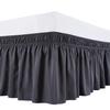 1 Wrap Around Bed Skirt, Elastic Dust Ruffles, Easy Fit Wrinkle and Fade Resistant Pattern Solid 100% Egyptian Cotton 500 TC , Hotel Quality Fabric, 13 inch Drop Length, Size Twin, Dark Grey view 1