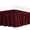 1 Wrap Around Bed Skirt, Elastic Dust Ruffles, Easy Fit Wrinkle and Fade Resistant Pattern Solid 100% Egyptian Cotton 500 TC , Hotel Quality Fabric, 13 inch Drop Length, Size Twin, Burgundy view 1