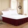 1 Wrap Around Bed Skirt, Elastic Dust Ruffles, Easy Fit Wrinkle and Fade Resistant Pattern Solid 100% Egyptian Cotton 500 TC , Hotel Quality Fabric, 13 inch Drop Length, Size Twin, Burgundy view 2