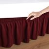1 Wrap Around Bed Skirt, Elastic Dust Ruffles, Easy Fit Wrinkle and Fade Resistant Pattern Solid 100% Egyptian Cotton 500 TC , Hotel Quality Fabric, 13 inch Drop Length, Size Twin, Burgundy view 3