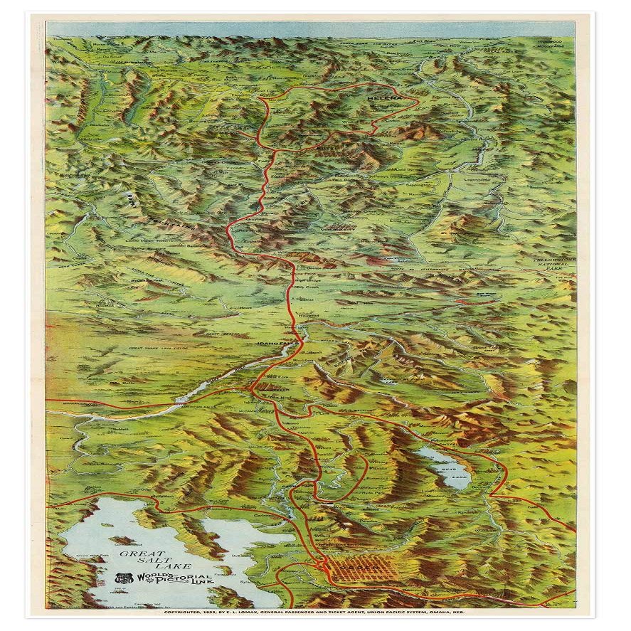 Antiguos Maps - Idaho and Montana Union Pacific Railway Company Map Circa 1893 - Measures 24 in x 48 in (610 mm x 1219 mm)