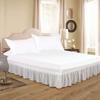 1 Wrap Around Bed Skirt, Elastic Dust Ruffles, Easy Fit Wrinkle and Fade Resistant Pattern Solid 100% Egyptian Cotton 500 TC , Hotel Quality Fabric, 27 inch Drop Length, Size King, ivory view 2