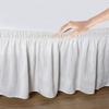 1 Wrap Around Bed Skirt, Elastic Dust Ruffles, Easy Fit Wrinkle and Fade Resistant Pattern Solid 100% Egyptian Cotton 500 TC , Hotel Quality Fabric, 27 inch Drop Length, Size King, ivory view 3