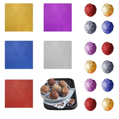 PABCK 500 Pcs 5 Colors Chocolate Candy Wrappers Aluminium Foil Wrapping Papers Square Sweets Lolly Paper Food Tin Foil Wrapper for Candy Packaging Decoration (5.9x5.9 inches)