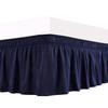 1 Wrap Around Bed Skirt, Elastic Dust Ruffles, Easy Fit Wrinkle and Fade Resistant Pattern Solid 100% Egyptian Cotton 500 TC , Hotel Quality Fabric, 27 inch Drop Length, Size Twin, Navy Blue view 1