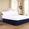 1 Wrap Around Bed Skirt, Elastic Dust Ruffles, Easy Fit Wrinkle and Fade Resistant Pattern Solid 100% Egyptian Cotton 500 TC , Hotel Quality Fabric, 27 inch Drop Length, Size Twin, Navy Blue view 2