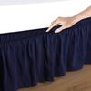 1 Wrap Around Bed Skirt, Elastic Dust Ruffles, Easy Fit Wrinkle and Fade Resistant Pattern Solid 100% Egyptian Cotton 500 TC , Hotel Quality Fabric, 27 inch Drop Length, Size Twin, Navy Blue view 3