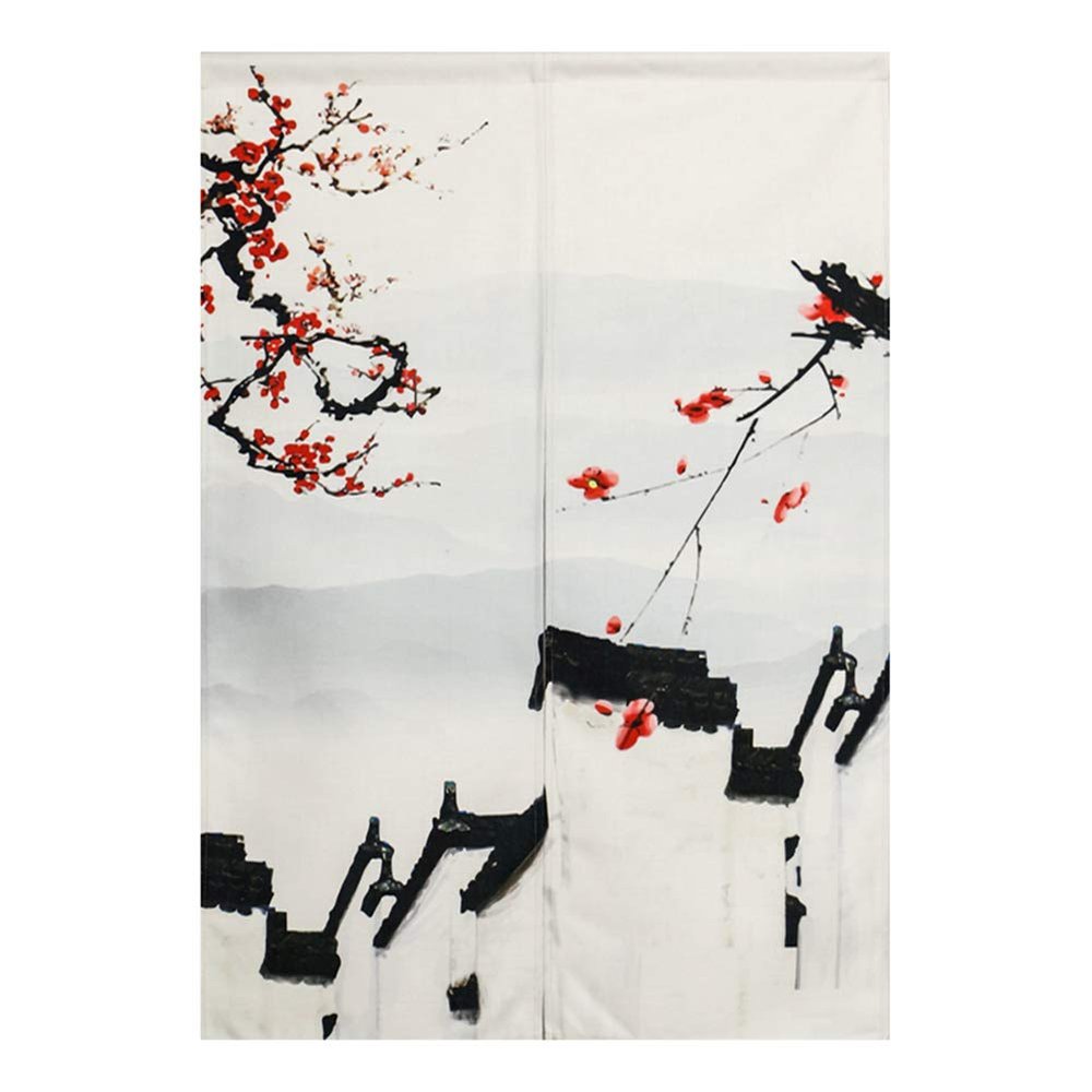 BAIHT HOME Japanese Noren Doorway Curtain Chinese Ink Painting Printed Door Curtain Tapestry Cotton Linen Room Divider, 33" x 59"