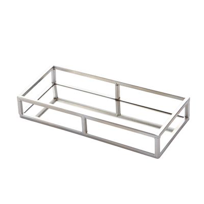 Egnazia - Silver Metal Mirror Tray - Medium Rectangle Open Style