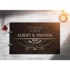 Bride and Groom Personalized Handmade Wedding Guest Book for Bride and Groom Wood Alternative Custom Engraved Newlywed Marriage Album 10 Designs to Choose from (Design 04, Chocolate Walnut) view 2