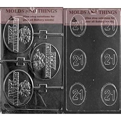 21st Number 21st Cookie Chocolate candy mold, Happy Anniversary chocolate candy molds, Happy Anniversary with numbers chocolate candy molds With 50 sticks