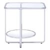 Acme Hollo Rectangular Glass Top End Table with Shelf in Chrome and Mirrored view 1