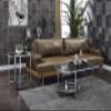 Acme Hollo Rectangular Glass Top End Table with Shelf in Chrome and Mirrored view 2