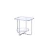 Acme Hollo Rectangular Glass Top End Table with Shelf in Chrome and Mirrored view 4