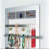 Hives and Honey Tori Wall Hanging Jewelry Rack Wall-Mounted Organizer with Ring Rolls, Earring Slots, Bracelet Bar & Necklace Hooks, Anti-Tarnish Linen, Silver view 4