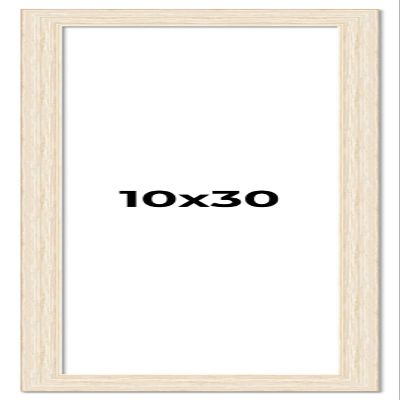 10x30 Frame White Barnwood Picture Frame - Modern Photo Frame Includes UV Acrylic Shatter Guard Front, Acid Free Foam Backing Board, Hanging Hardware Wood Wall Frames for Family Photos - no Mat