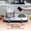 SUNAVO Hot Plates for Cooking, 1800W Electric Double Burner with Handles, 6 Power Levels Stainless Steel Hot Plate for Kitchen Camping RV Cast Iron view 2