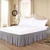 1 Wrap Around Bed Skirt, Elastic Dust Ruffles, Easy Fit Wrinkle and Fade Resistant Pattern Solid 100% Egyptian Cotton 500 TC , Hotel Quality Fabric, 13 inch Drop Length, Size Full, Silver Grey view 2