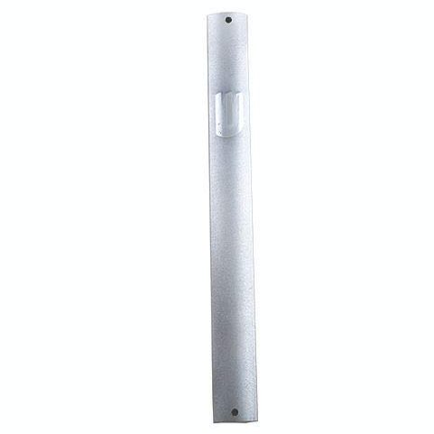 Art Judaica Jewish Mezuzah Case for Door - Silver Aluminum Dotted Shin Design - Fits a 15cm Kosher Mezuzah Scroll