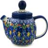 Polmedia Polish Pottery Tea Pot with Sifter UNIKAT - Lightbug Garden Pattern Handmade in Boleslawiec Poland by Ceramika Bona + Certificate of Authenticity view 1