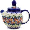 Polmedia Polish Pottery Tea Pot with Sifter UNIKAT - Starburst Garland Pattern Handmade in Boleslawiec Poland by Ceramika Bona + Certificate of Authenticity view 1