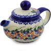 Polmedia Polish Pottery Tea Pot with Sifter UNIKAT - Starburst Garland Pattern Handmade in Boleslawiec Poland by Ceramika Bona + Certificate of Authenticity view 2