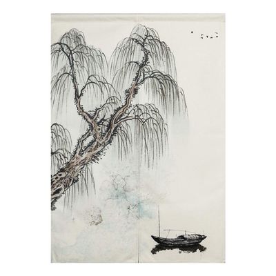 BAIHT HOME Japanese Noren Doorway Curtain Chinese Ink Painting Printed Door Curtain Tapestry Cotton Linen Room Divider, 33" x 47"