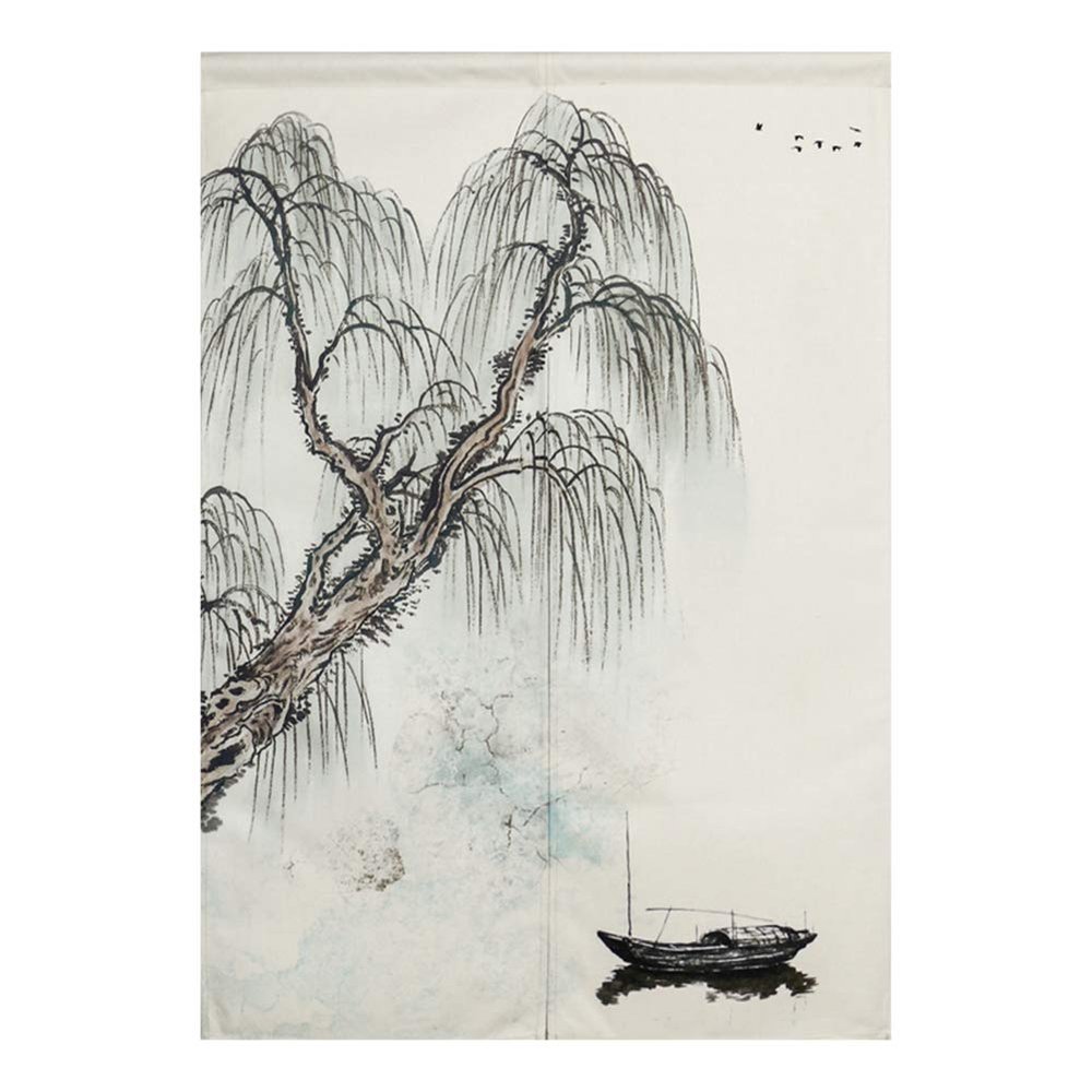 BAIHT HOME Japanese Noren Doorway Curtain Chinese Ink Painting Printed Door Curtain Tapestry Cotton Linen Room Divider, 33" x 47"