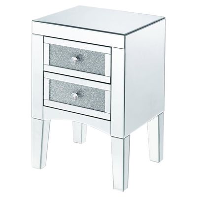 Acme Noralie Tapered Legs Accent Table in Mirrored and Faux Diamonds