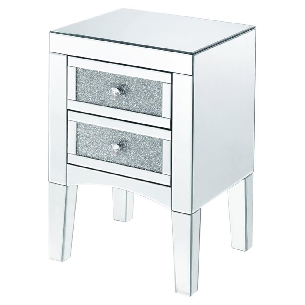 Acme Noralie Tapered Legs Accent Table in Mirrored and Faux Diamonds