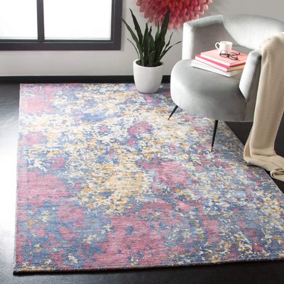 SAFAVIEH Mirage Collection Area Rug - 6' x 9', Navy & Rust, Handmade Modern Abstract Wool & Viscose, Ideal for High Traffic Areas in Living Room, Bedroom (MIR732N)