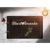 Bride and Groom Personalized Handmade Wedding Guest Book for Bride and Groom Wood Alternative Custom Engraved Newlywed Marriage Album 10 Designs to Choose from (Design 09, Chocolate Walnut) view 2
