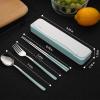 DEVICO Travel Utensils, 18/8 Stainless Steel 4pcs Cutlery Set Portable Camp Reusable Flatware Silverware, Include Fork Spoon Chopsticks with Case (Green) view 3