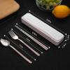 DEVICO Travel Utensils, 18/8 Stainless Steel 4pcs Cutlery Set Portable Camp Reusable Flatware Silverware, Include Fork Spoon Chopsticks with Case (Pink) view 3