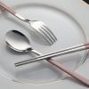 DEVICO Travel Utensils, 18/8 Stainless Steel 4pcs Cutlery Set Portable Camp Reusable Flatware Silverware, Include Fork Spoon Chopsticks with Case (Pink) view 4