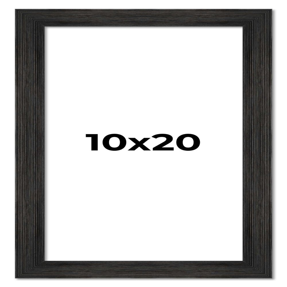 10x20 Frame Black Barnwood Picture Frame - Modern Photo Frame Includes UV Acrylic Shatter Guard Front, Acid Free Foam Backing Board, Hanging Hardware Wood Wall Frames for Family Photos - no Mat