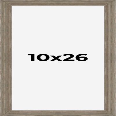 10x26 Frame Gray Barnwood Picture Frame - Modern Photo Frame Includes UV Acrylic Shatter Guard Front, Acid Free Foam Backing Board, Hanging Hardware Wood Wall Frames for Family Photos - no Mat