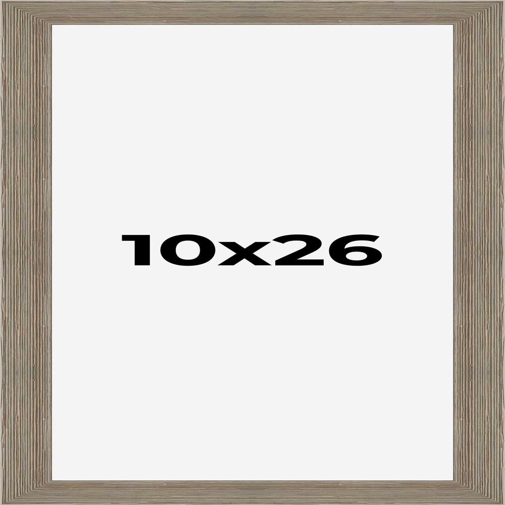 10x26 Frame Gray Barnwood Picture Frame - Modern Photo Frame Includes UV Acrylic Shatter Guard Front, Acid Free Foam Backing Board, Hanging Hardware Wood Wall Frames for Family Photos - no Mat